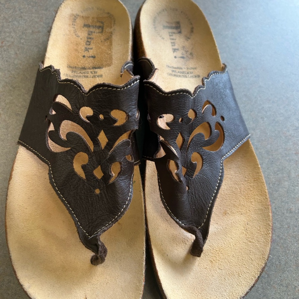 Think! Brown Leather Sandals Size 41. Perfect Condition